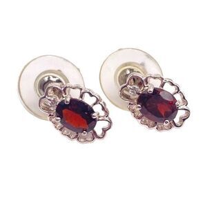 Silver orange cubic zirconia stud earrings